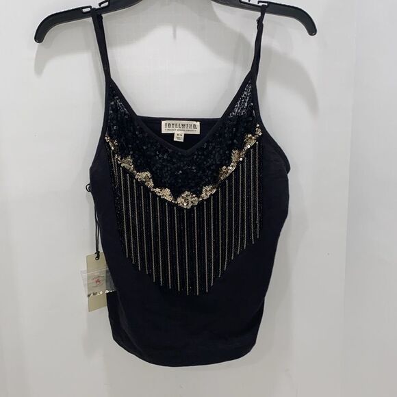 Idyllwind Black Powell Sequin Fringe Cami Top Women's Medium Adjustable Straps - Picture 13 of 16